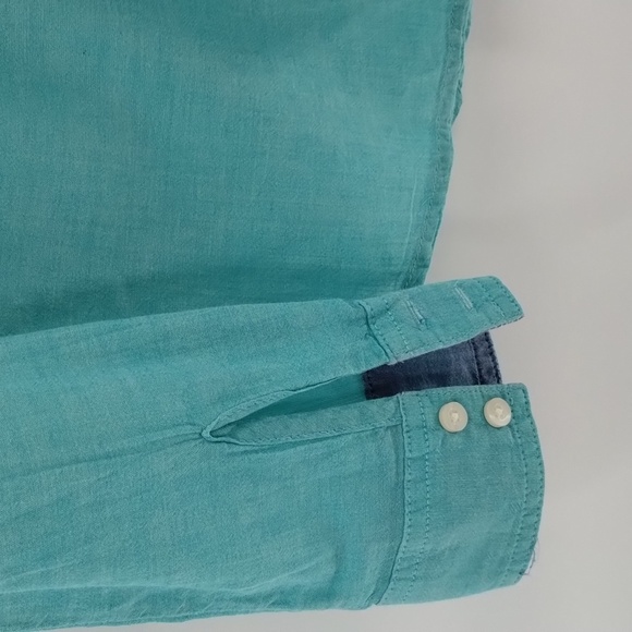 St John's Bay button down cotton blouse size small long sleeve collared green - Picture 4 of 8